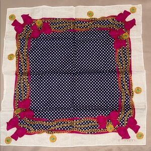 Givenchy Navy and Pink Polka Dot Scarf/ Handkerchief Cotton